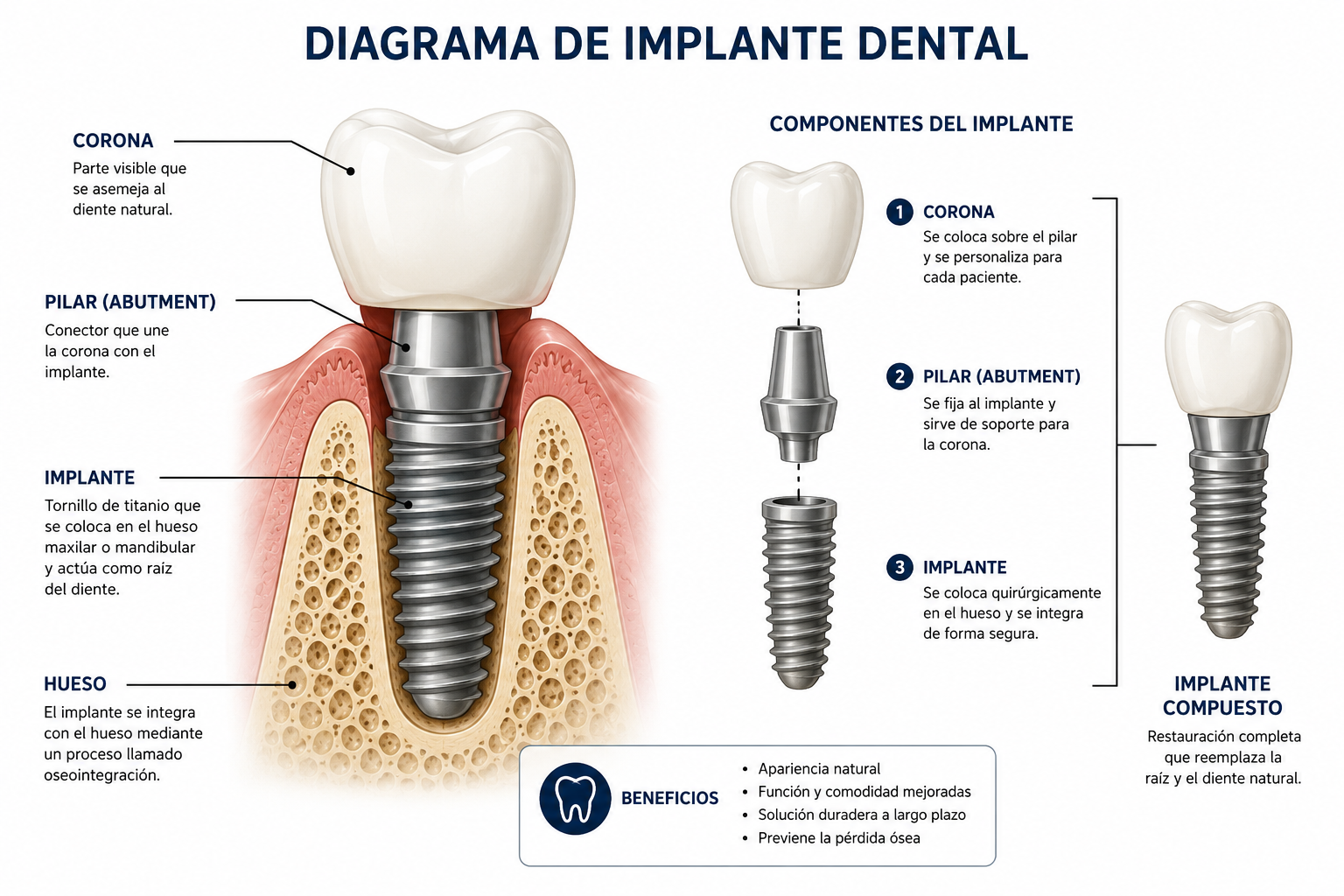 Implante dental con corona